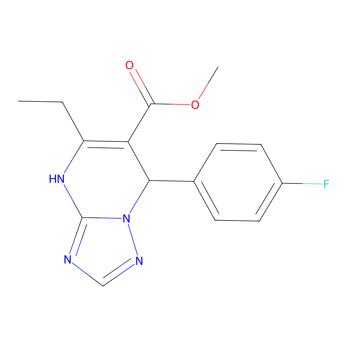 Methyl 5-ethyl-7-(4-fluorophenyl)-4,7-dihydro[1,2,4]triazolo[1,5-a]pyrimidine-6-carboxylate molecular structure, CAS 697230-15-2