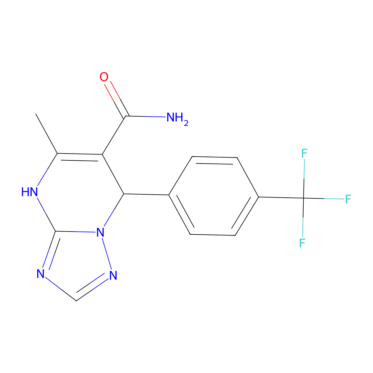 5-Methyl-7-[4-(trifluoromethyl)phenyl]-4,7-dihydro[1,2,4]triazolo[1,5-a]pyrimidine-6-carboxamide molecular structure, CAS 697230-19-6
