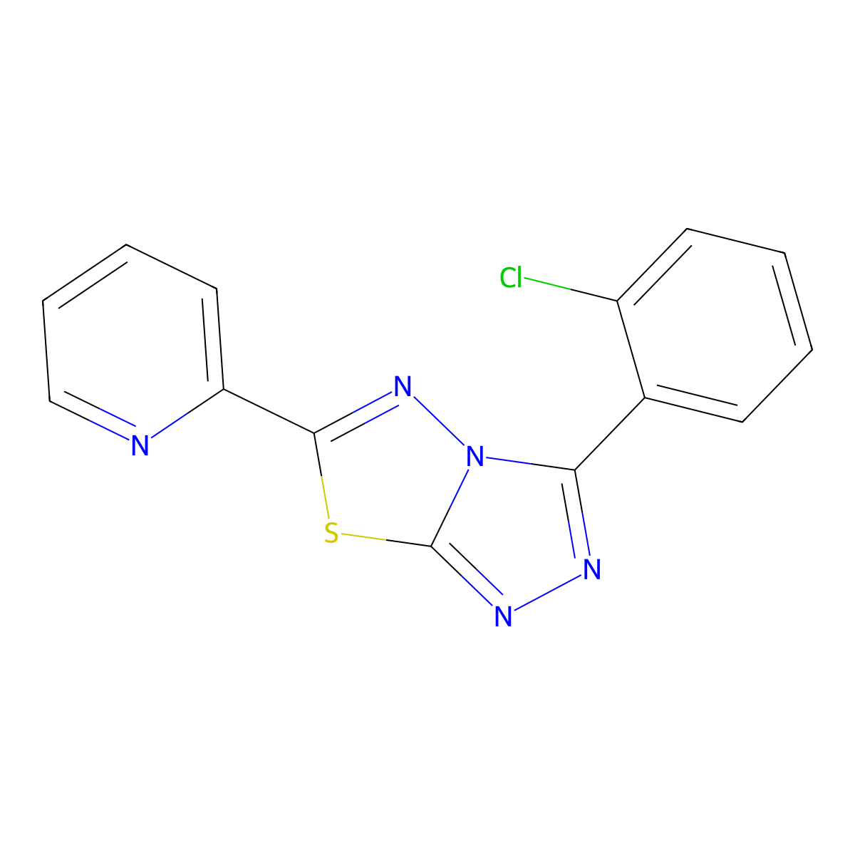 3-(2-Chlorophenyl)-6-pyridin-2-yl-[1,2,4]triazolo[3,4-b][1,3,4]thiadiazole molecular structure, CAS 697230-24-3
