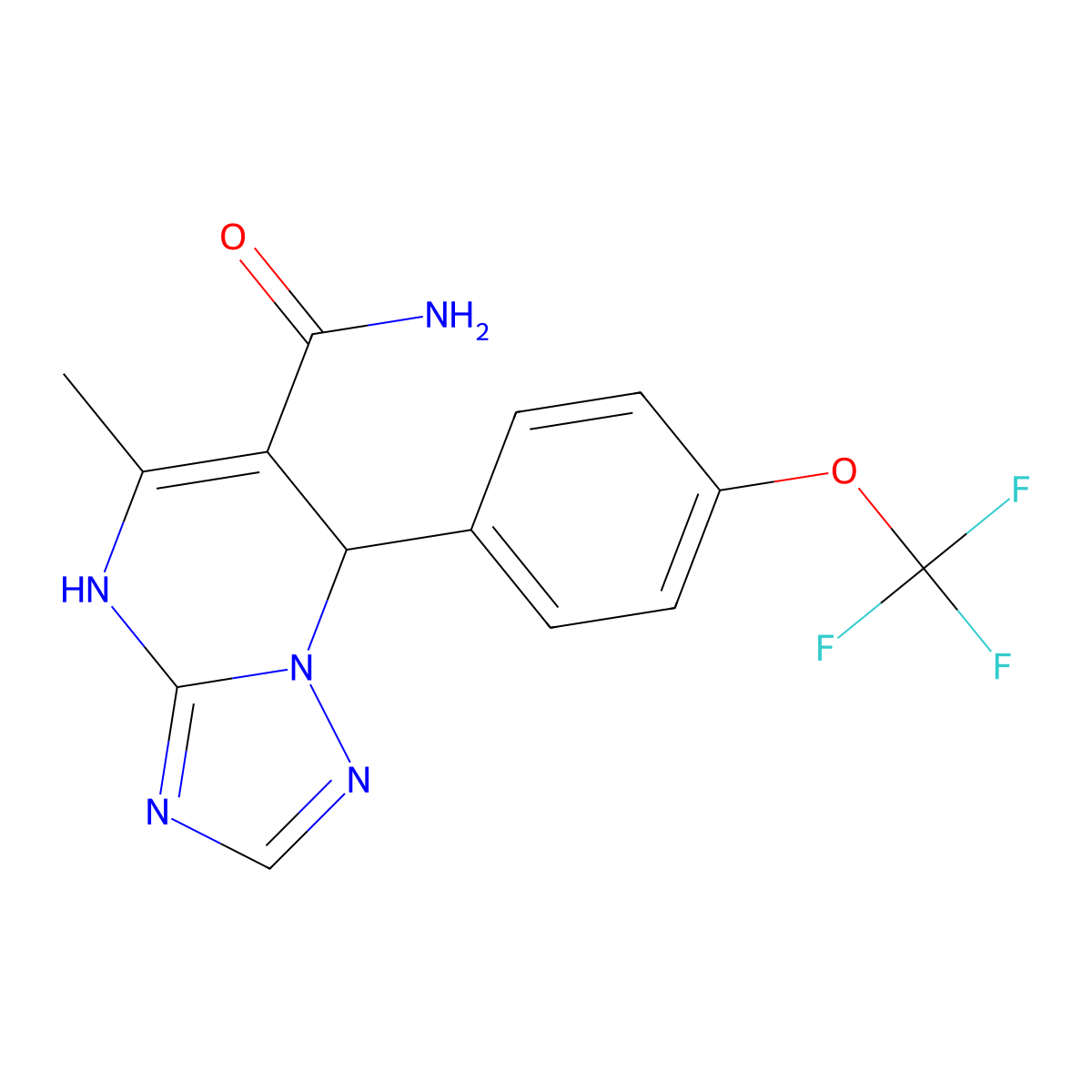 5-Methyl-7-[4-(trifluoromethoxy)phenyl]-4,7-dihydro[1,2,4]triazolo[1,5-a]pyrimidine-6-carboxamide molecular structure, CAS 697230-55-0