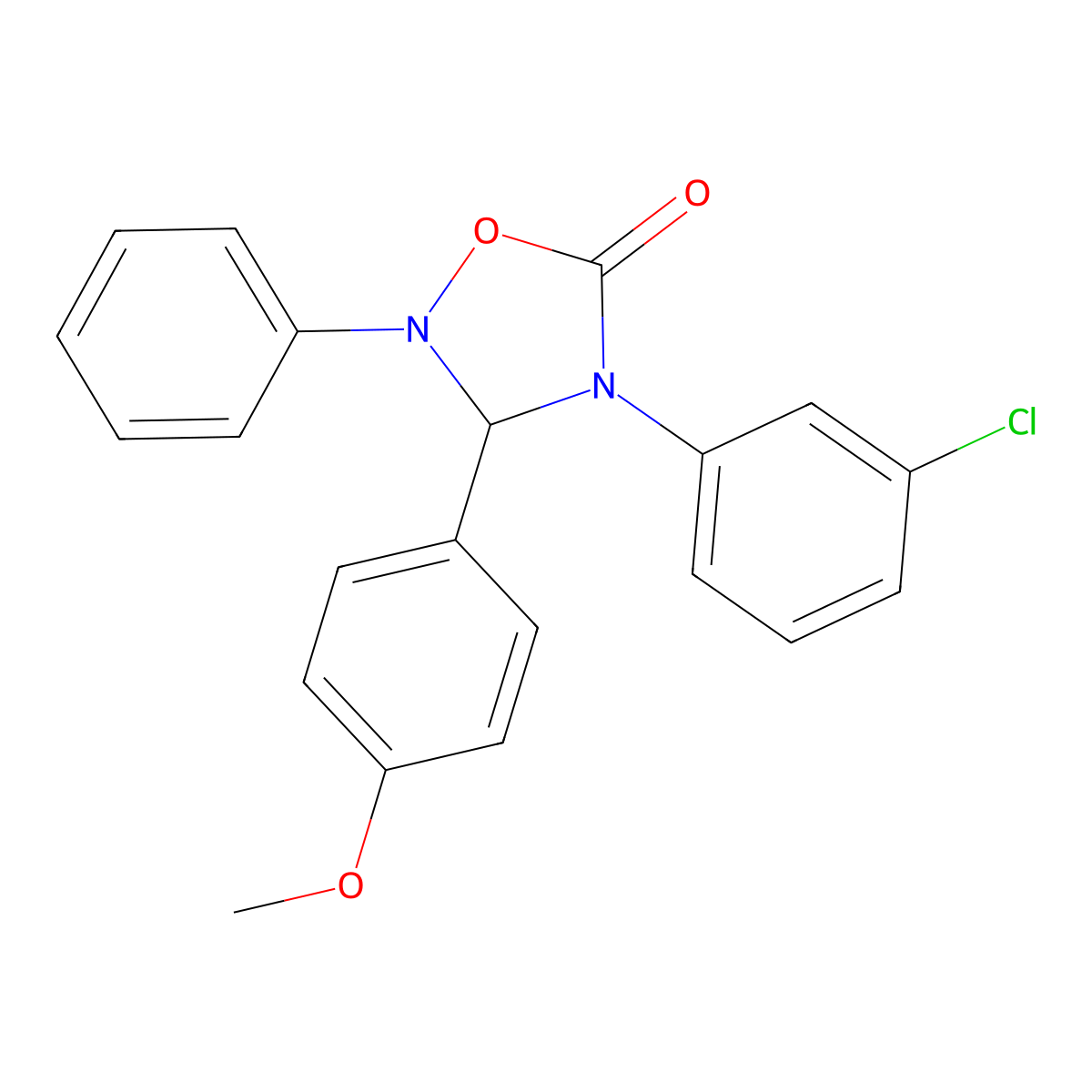 4-(3-Chlorophenyl)-3-(4-methoxyphenyl)-2-phenyl-1,2,4-oxadiazolidin-5-one molecular structure, CAS 697230-79-8