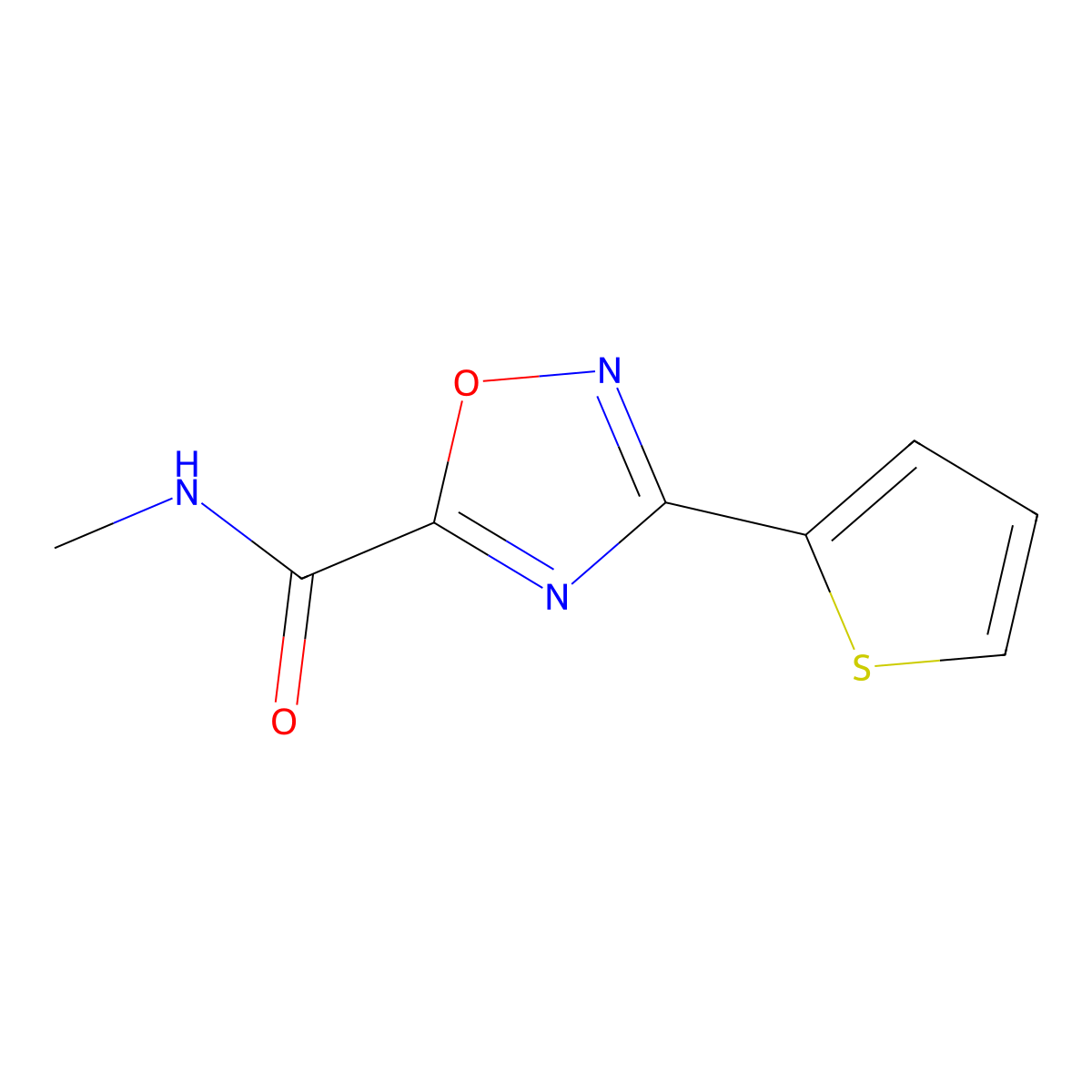 N-methyl-3-thiophen-2-yl-1,2,4-oxadiazole-5-carboxamide molecular structure, CAS 697231-76-8