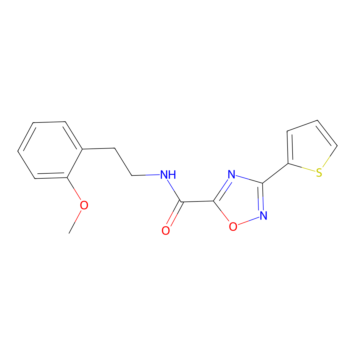 N-[2-(2-methoxyphenyl)ethyl]-3-thiophen-2-yl-1,2,4-oxadiazole-5-carboxamide molecular structure, CAS 697231-80-4
