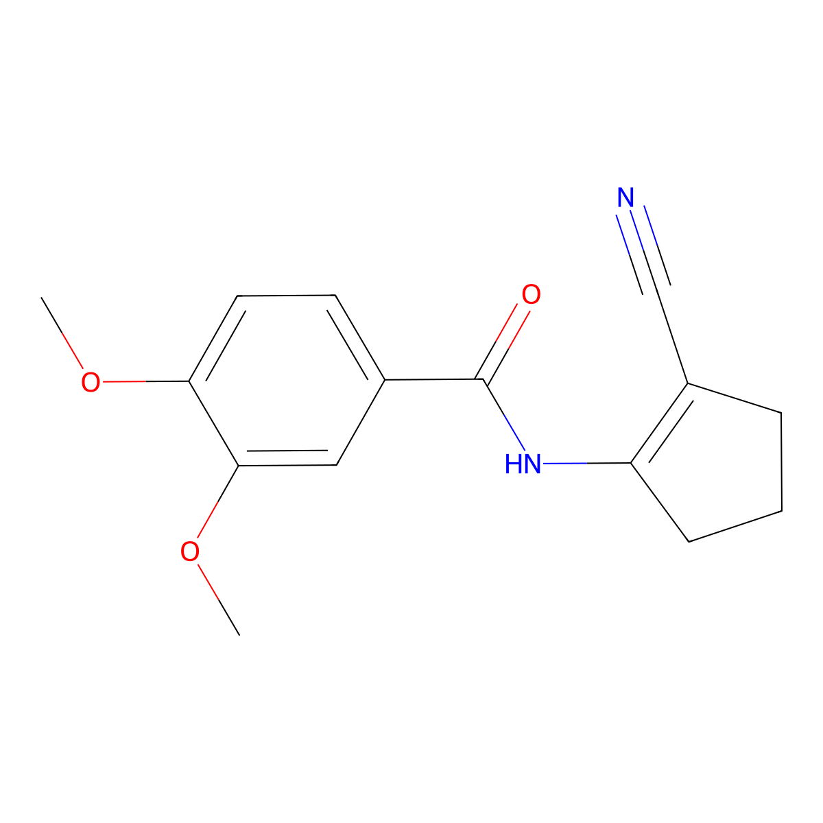 N-(2-cyanocyclopenten-1-yl)-3,4-dimethoxybenzamide molecular structure, CAS 697233-95-7