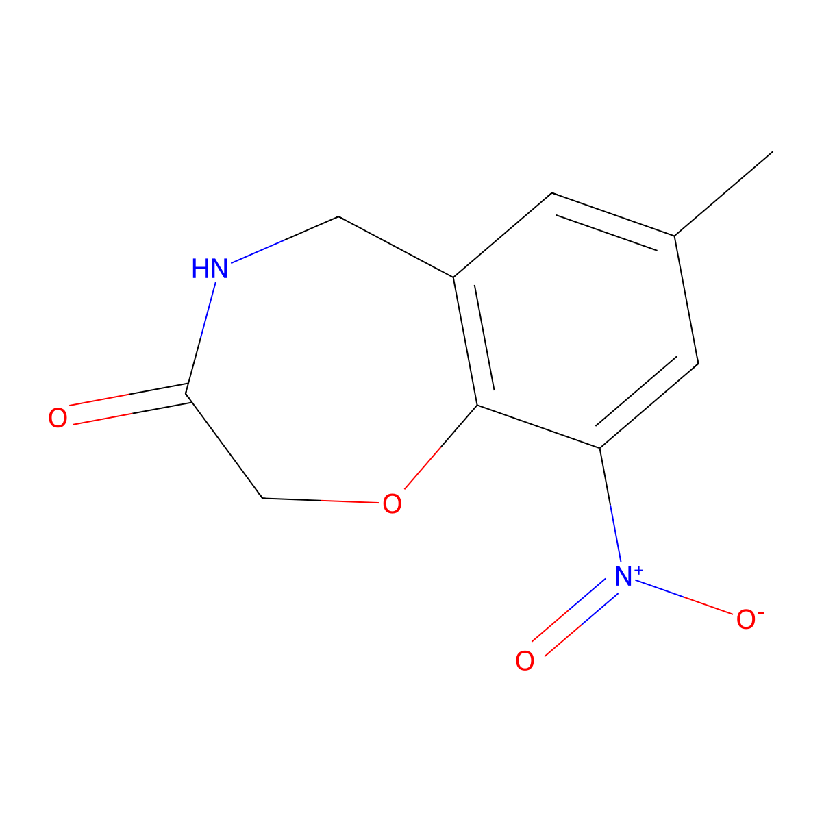 4,5-Dihydro-7-methyl-9-nitro-1,4-benzoxazepin-3(2H)-one molecular structure, CAS 697234-10-9