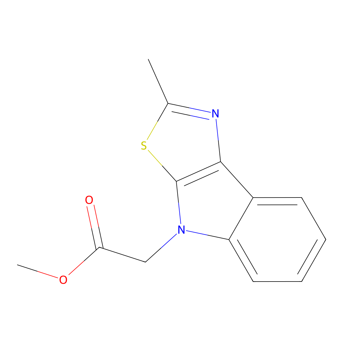 methyl (2-methyl-4H-[1,3]thiazolo[5,4-b]indol-4-yl)acetate molecular structure, CAS 697237-31-3