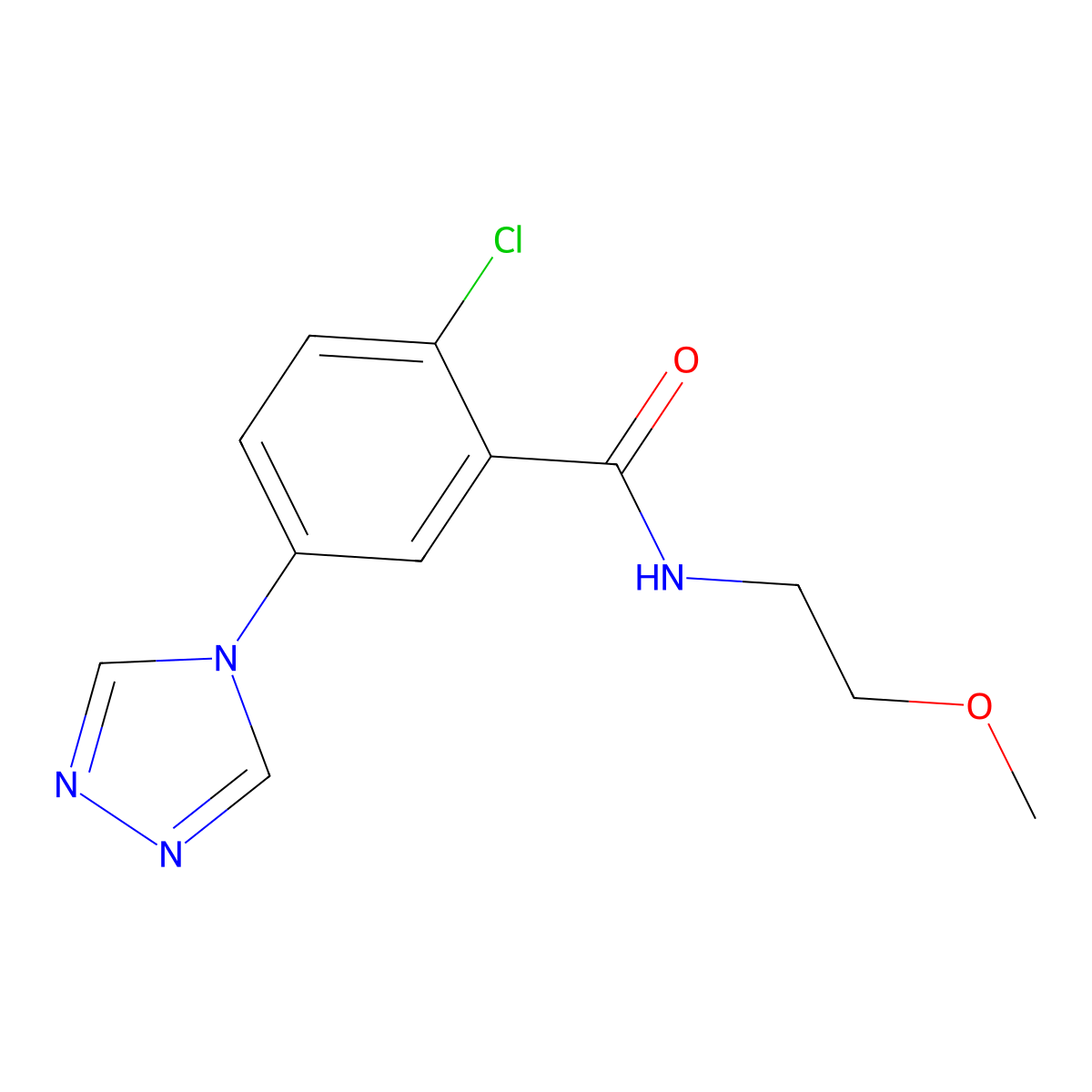 2-chloro-N-(2-methoxyethyl)-5-(4H-1,2,4-triazol-4-yl)benzamide molecular structure, CAS 697237-39-1