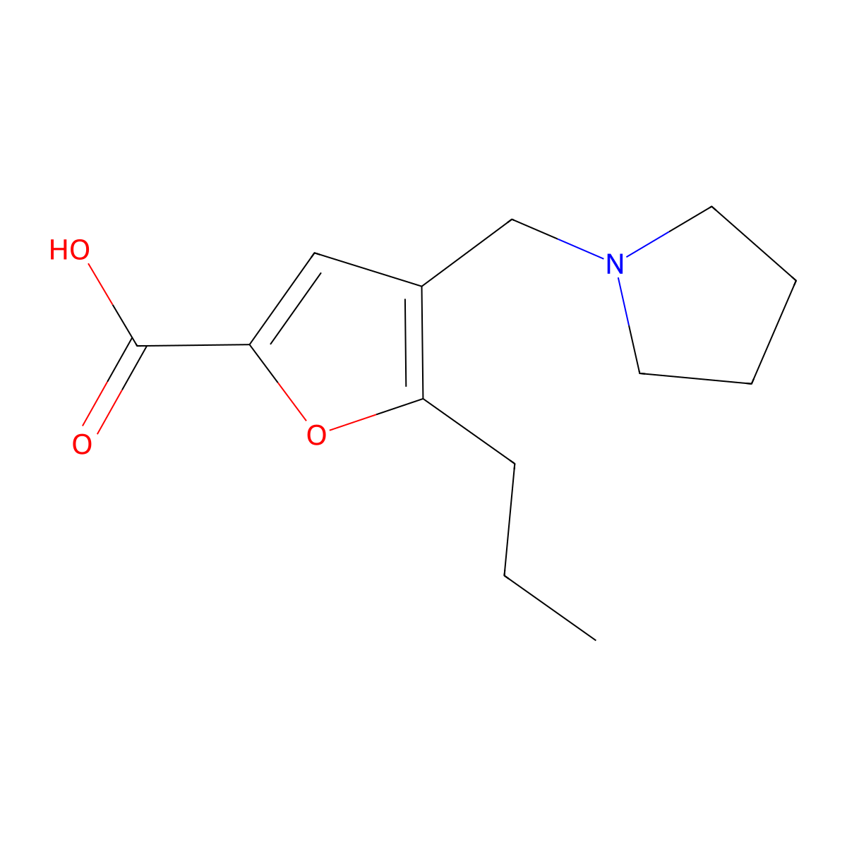 5-Propyl-4-(pyrrolidin-1-ylmethyl)furan-2-carboxylic acid molecular structure, CAS 697238-00-9