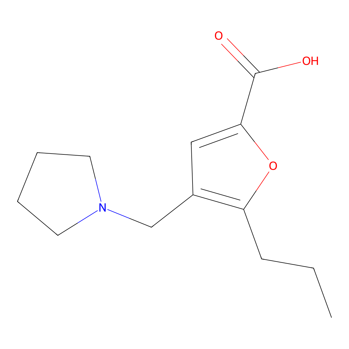 5-Propyl-4-(pyrrolidin-1-ylmethyl)furan-2-carboxylic acid molecular structure, CAS 697238-00-9