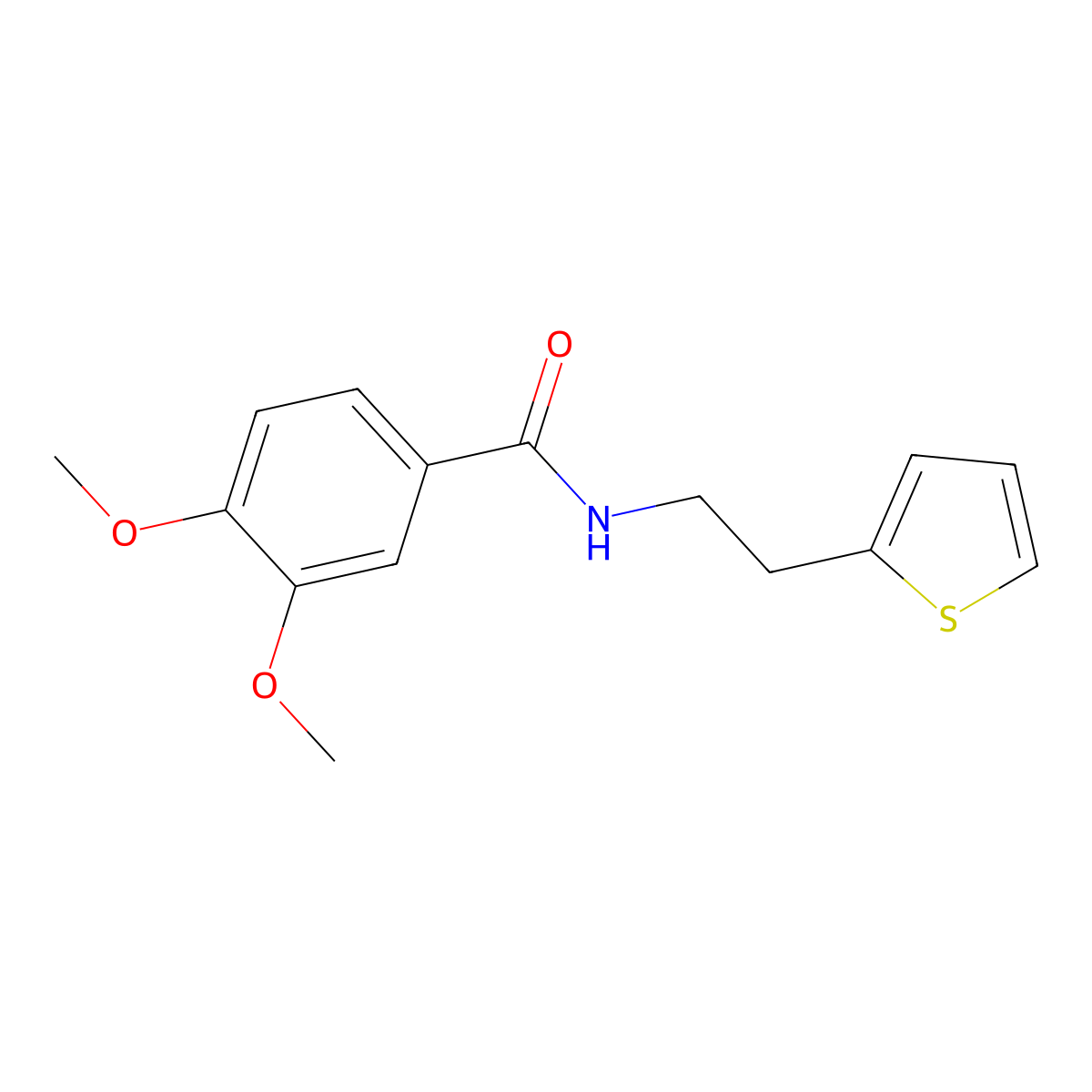 3,4-dimethoxy-N-(2-thiophen-2-ylethyl)benzamide molecular structure, CAS 697238-27-0