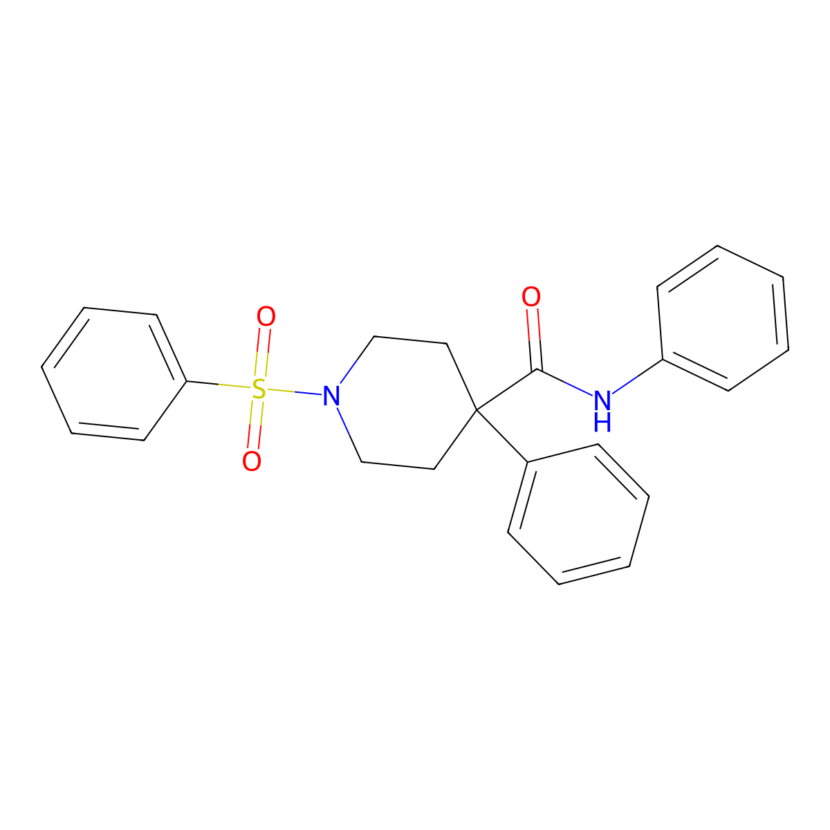 1-(benzenesulfonyl)-N,4-diphenylpiperidine-4-carboxamide molecular structure, CAS 697238-69-0
