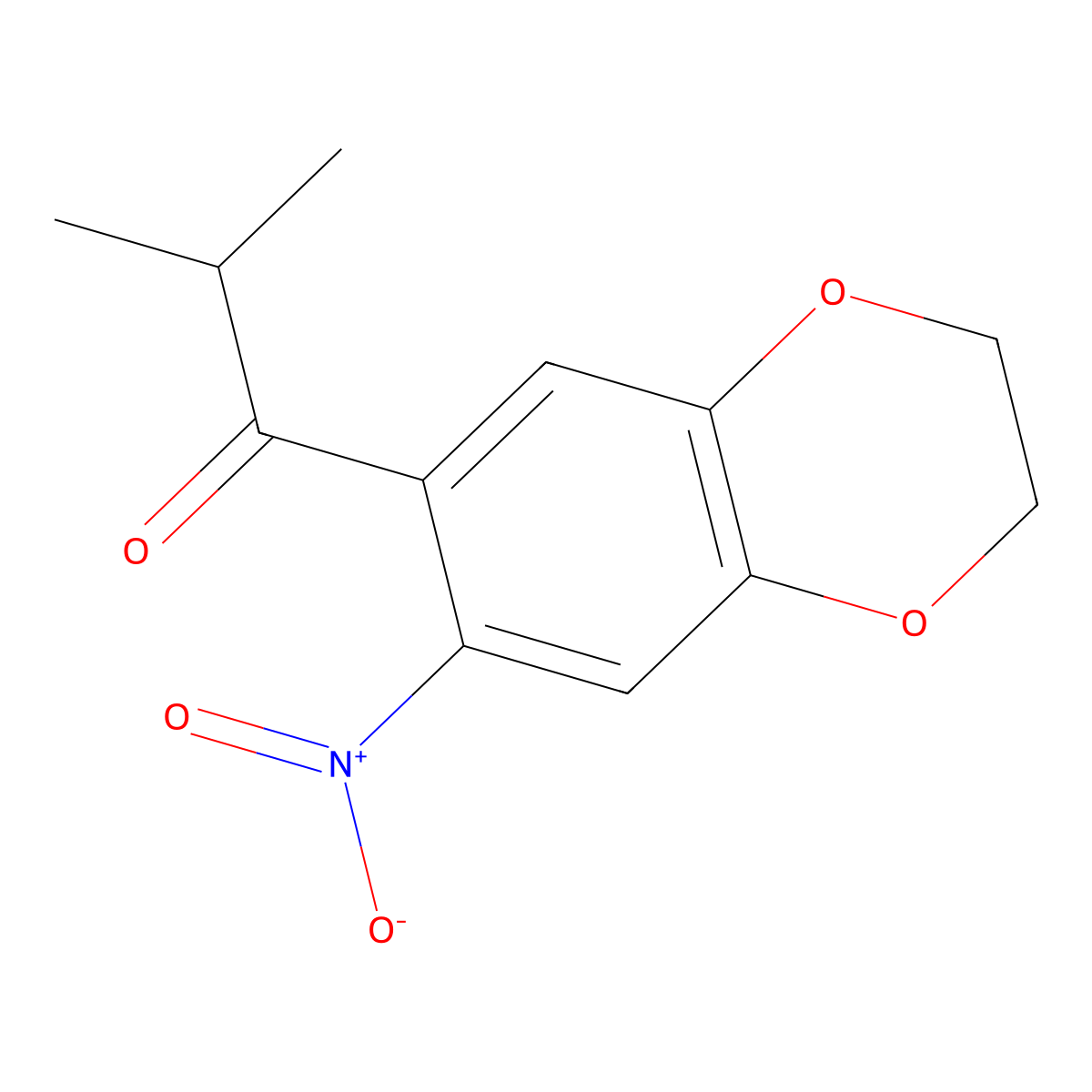 2-Methyl-1-(6-nitro-2,3-dihydro-1,4-benzodioxin-7-yl)propan-1-one molecular structure, CAS 697239-08-0