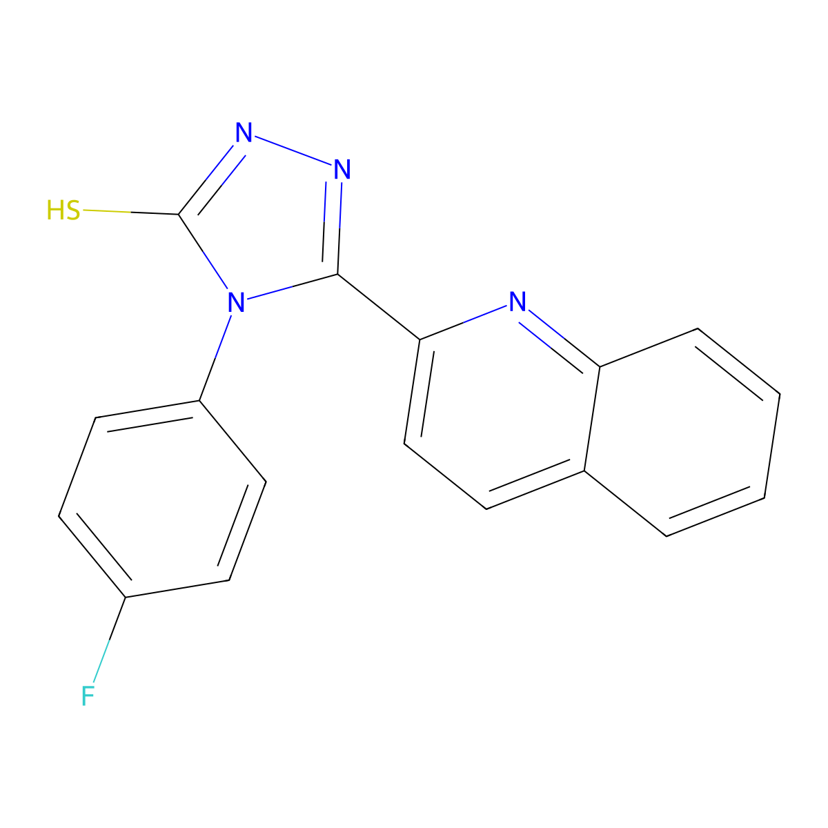 4-(4-fluorophenyl)-3-quinolin-2-yl-1H-1,2,4-triazole-5-thione molecular structure, CAS 697239-65-9