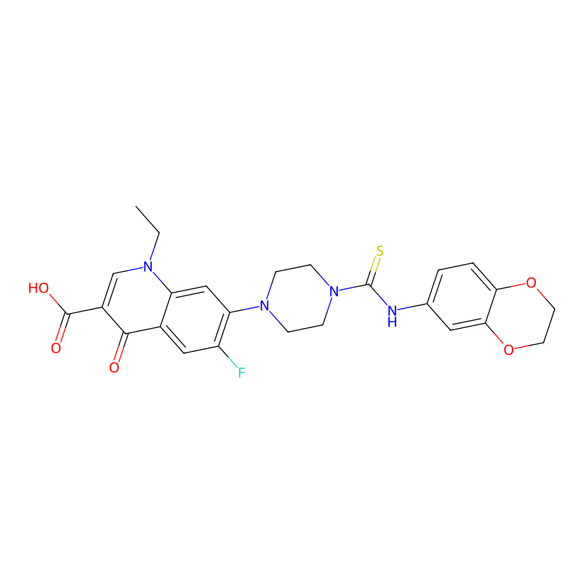 7-[4-(2,3-Dihydro-1,4-benzodioxin-6-ylcarbamothioyl)piperazin-1-yl]-1-ethyl-6-fluoro-4-oxoquinoline-3-carboxylic acid molecular structure, CAS 697239-68-2
