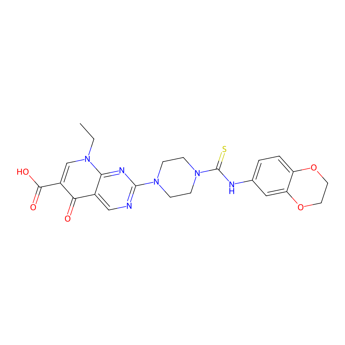 2-[4-(2,3-Dihydro-1,4-benzodioxin-6-ylcarbamothioyl)piperazin-1-yl]-8-ethyl-5-oxopyrido[2,3-d]pyrimidine-6-carboxylic acid molecular structure, CAS 697239-69-3