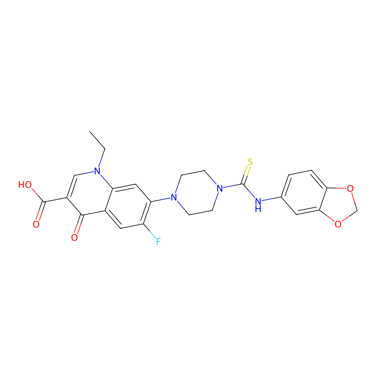 7-[4-(1,3-Benzodioxol-5-ylcarbamothioyl)piperazin-1-yl]-1-ethyl-6-fluoro-4-oxoquinoline-3-carboxylic acid molecular structure, CAS 697239-70-6
