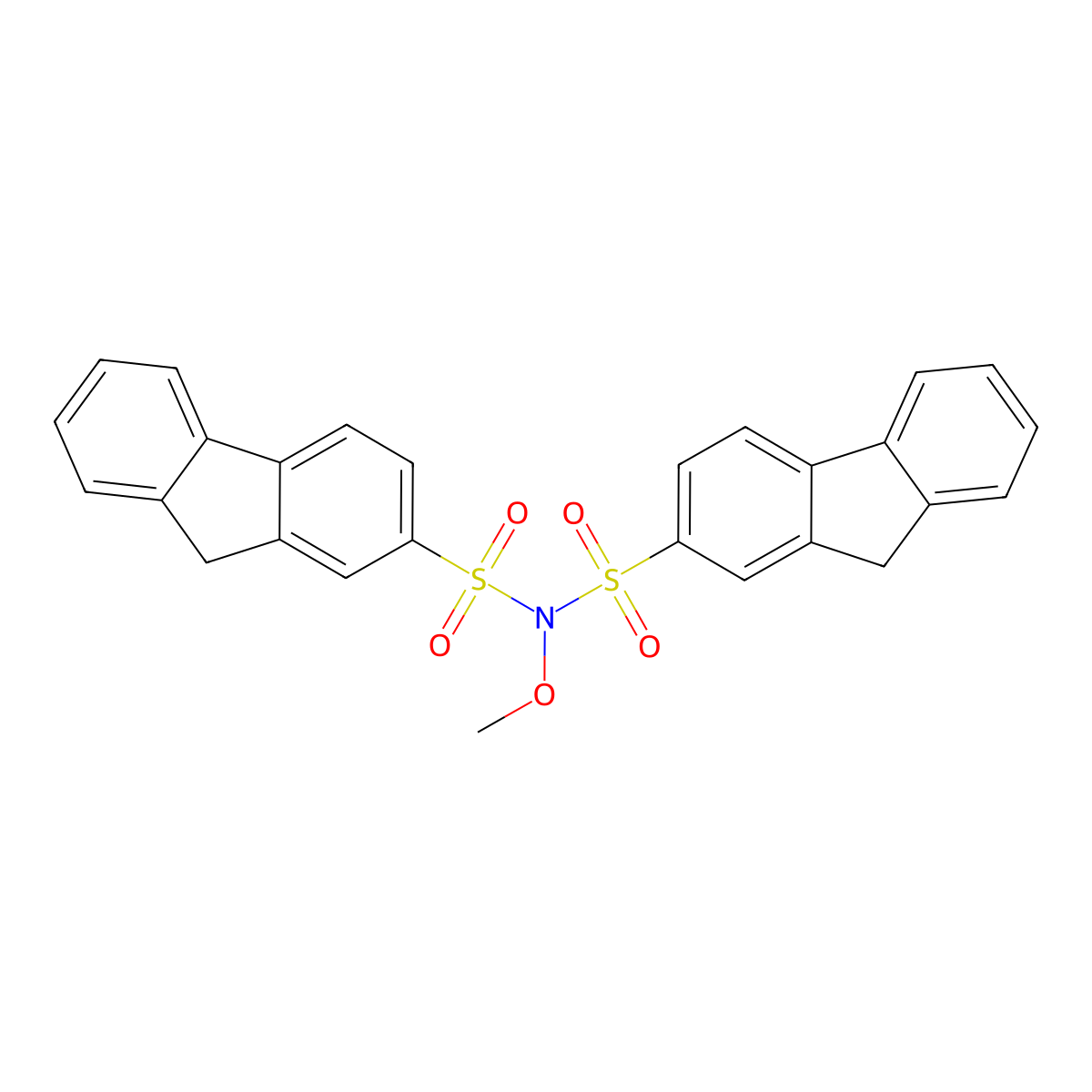N-(9H-fluoren-2-ylsulfonyl)-N-methoxy-9H-fluorene-2-sulfonamide molecular structure, CAS 697239-74-0