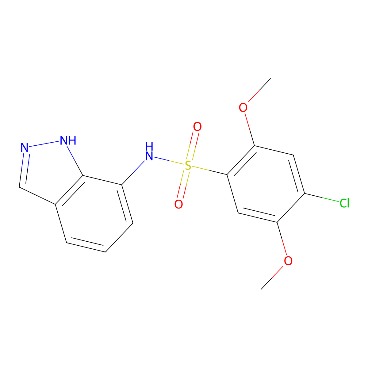 4-chloro-N-(1H-indazol-7-yl)-2,5-dimethoxybenzenesulfonamide molecular structure, CAS 697240-29-2
