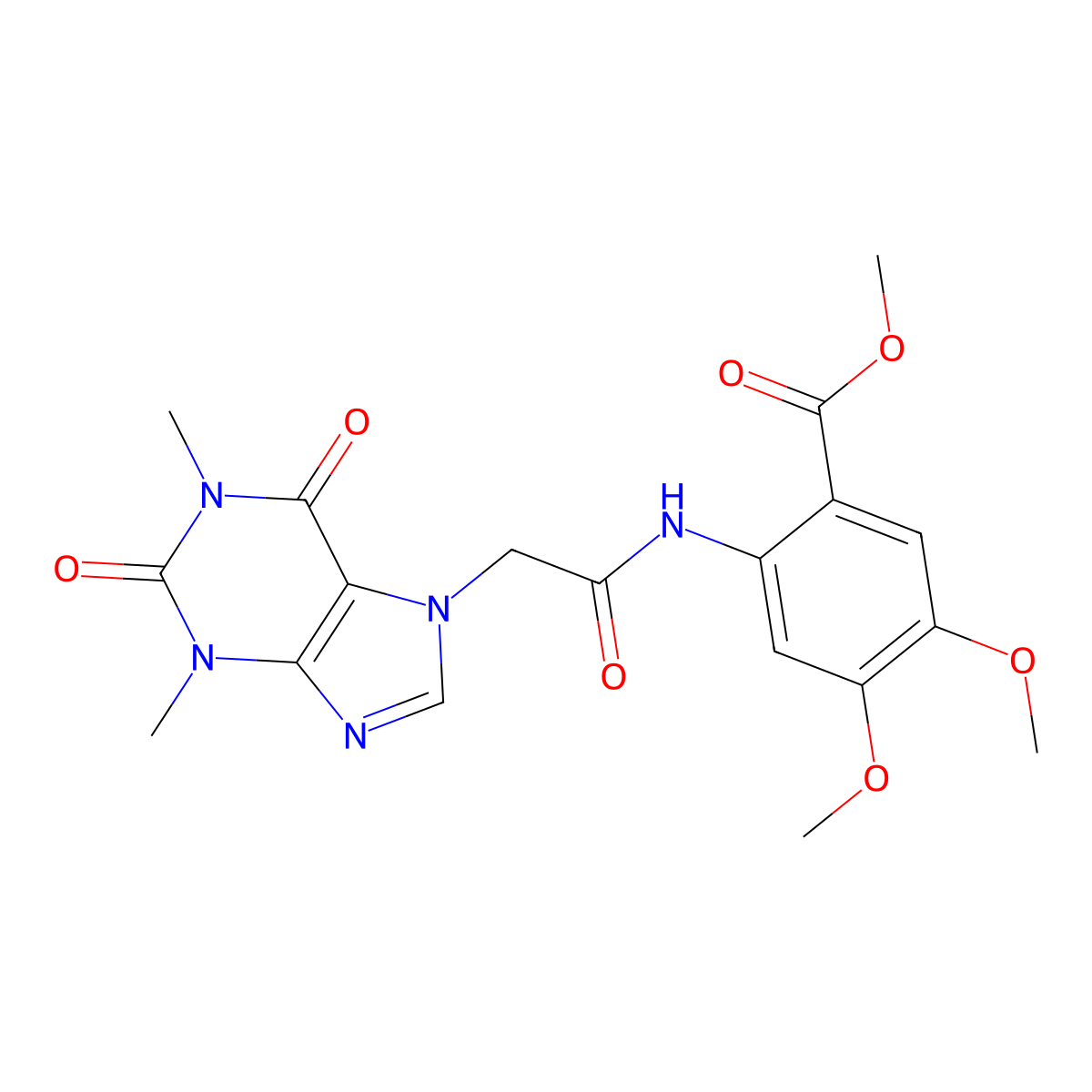 methyl 2-{[(1,3-dimethyl-2,6-dioxo-1,2,3,6-tetrahydro-7H-purin-7-yl)acetyl]amino}-4,5-dimethoxybenzoate molecular structure, CAS 697240-50-9