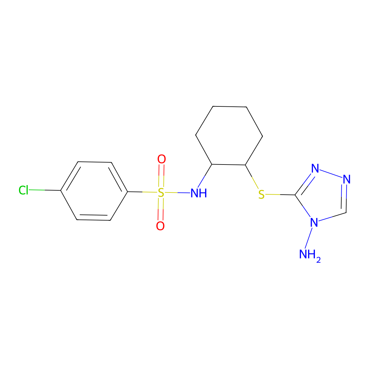 N-[2-[(4-amino-1,2,4-triazol-3-yl)sulfanyl]cyclohexyl]-4-chlorobenzenesulfonamide molecular structure, CAS 697240-65-6