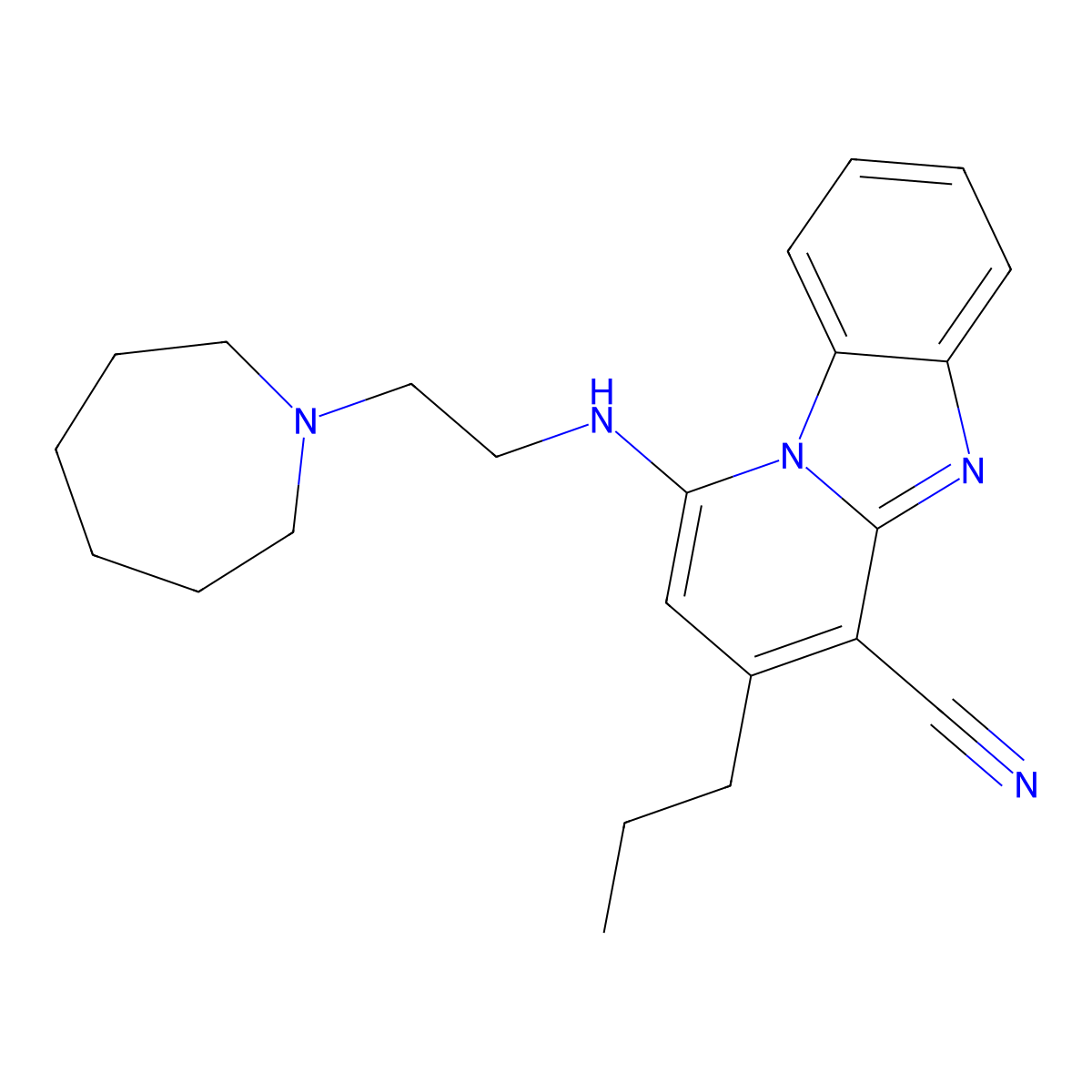 1-[2-(Azepan-1-yl)ethylamino]-3-propylpyrido[1,2-a]benzimidazole-4-carbonitrile molecular structure, CAS 697240-72-5
