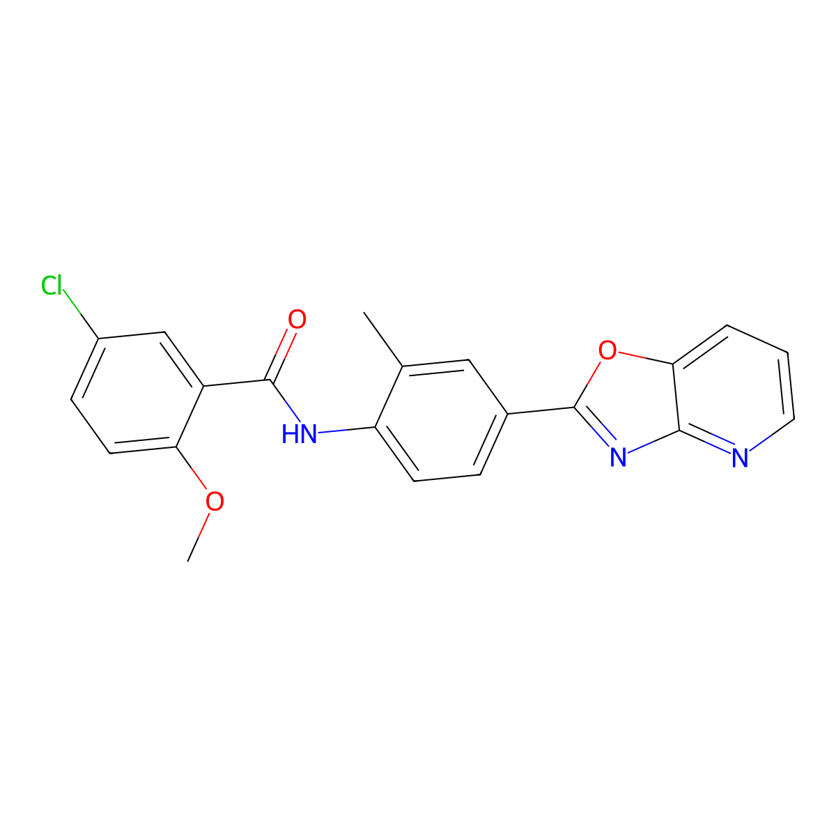 5-chloro-2-methoxy-N-(2-methyl-4-[1,3]oxazolo[4,5-b]pyridin-2-ylphenyl)benzamide molecular structure, CAS 697240-76-9