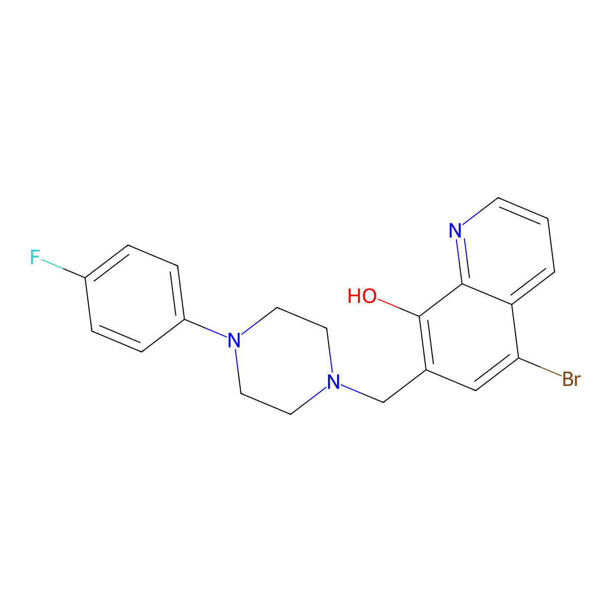 5-Bromo-7-{[4-(4-fluorophenyl)piperazin-1-yl]methyl}quinolin-8-ol molecular structure, CAS 697241-30-8