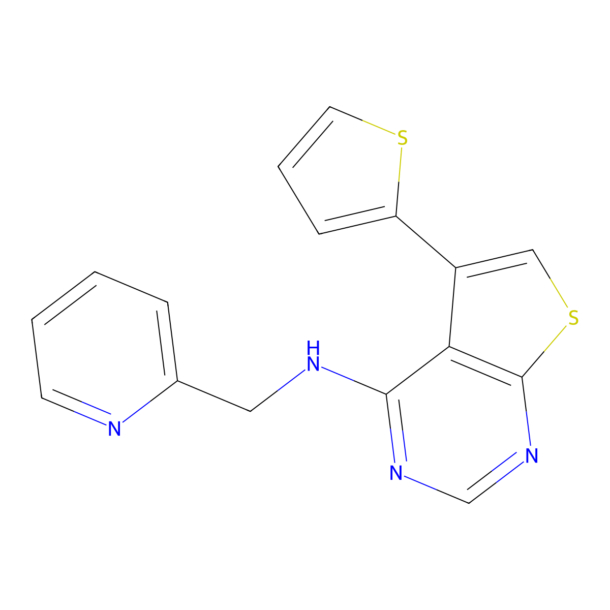 N-(pyridin-2-ylmethyl)-5-thiophen-2-ylthieno[2,3-d]pyrimidin-4-amine molecular structure, CAS 697241-63-7