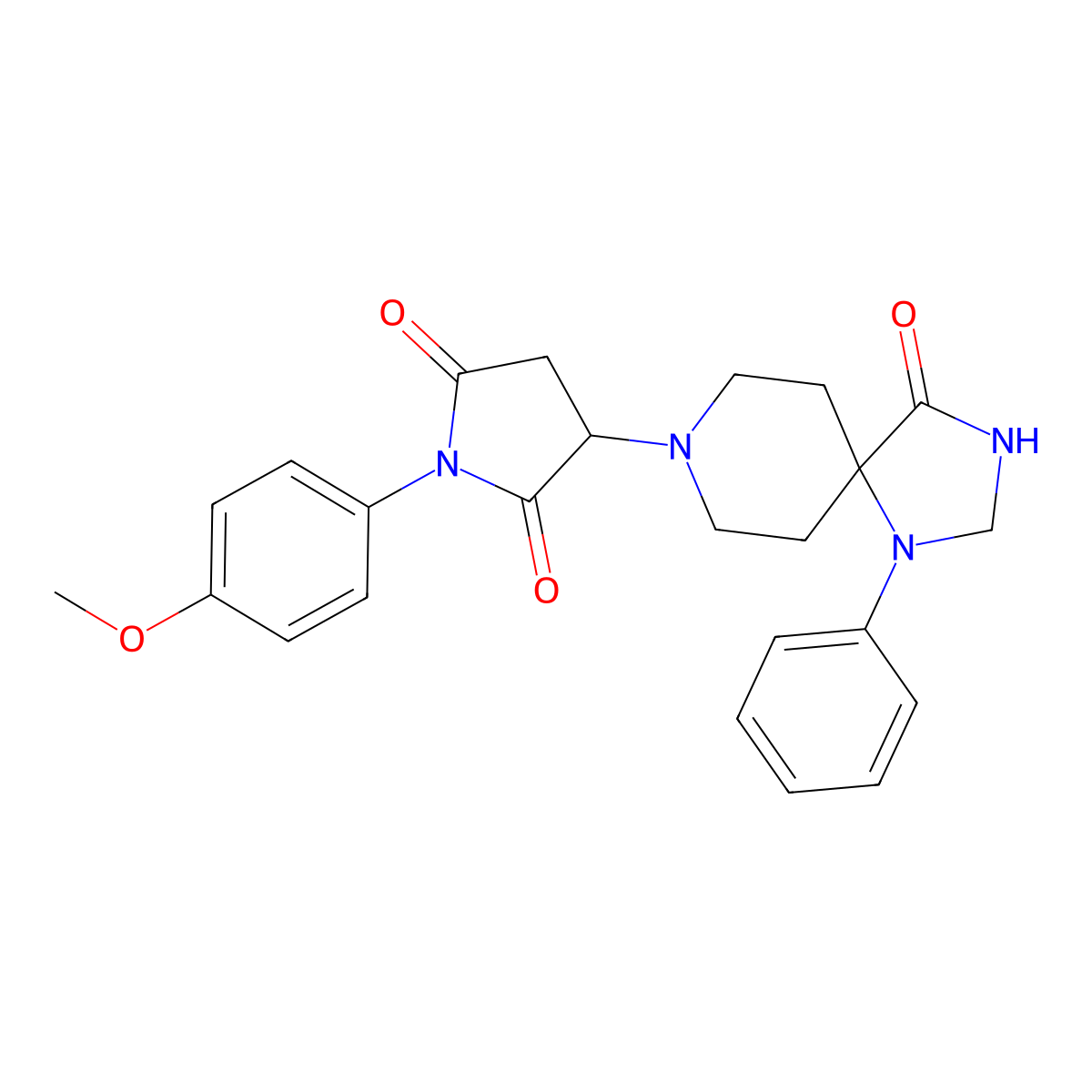 1-(4-Methoxyphenyl)-3-(4-oxo-1-phenyl-1,3,8-triazaspiro[4.5]dec-8-yl)pyrrolidine-2,5-dione molecular structure, CAS 697242-86-7