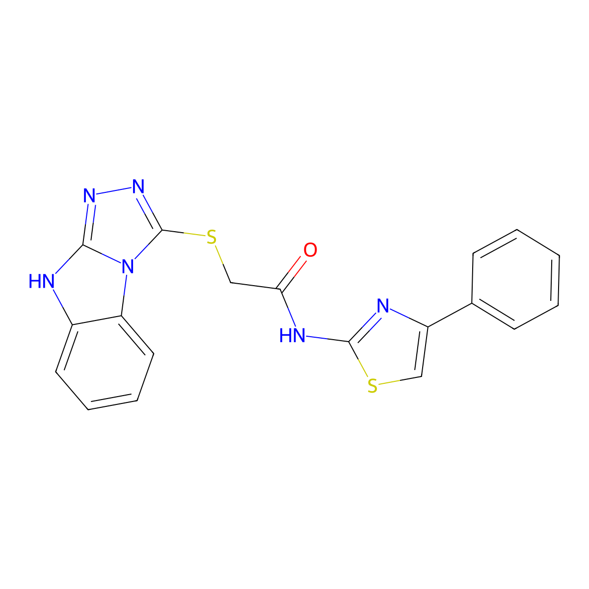 N-(4-phenyl-1,3-thiazol-2-yl)-2-(9H-[1,2,4]triazolo[4,3-a]benzimidazol-3-ylsulfanyl)acetamide molecular structure, CAS 697243-11-1
