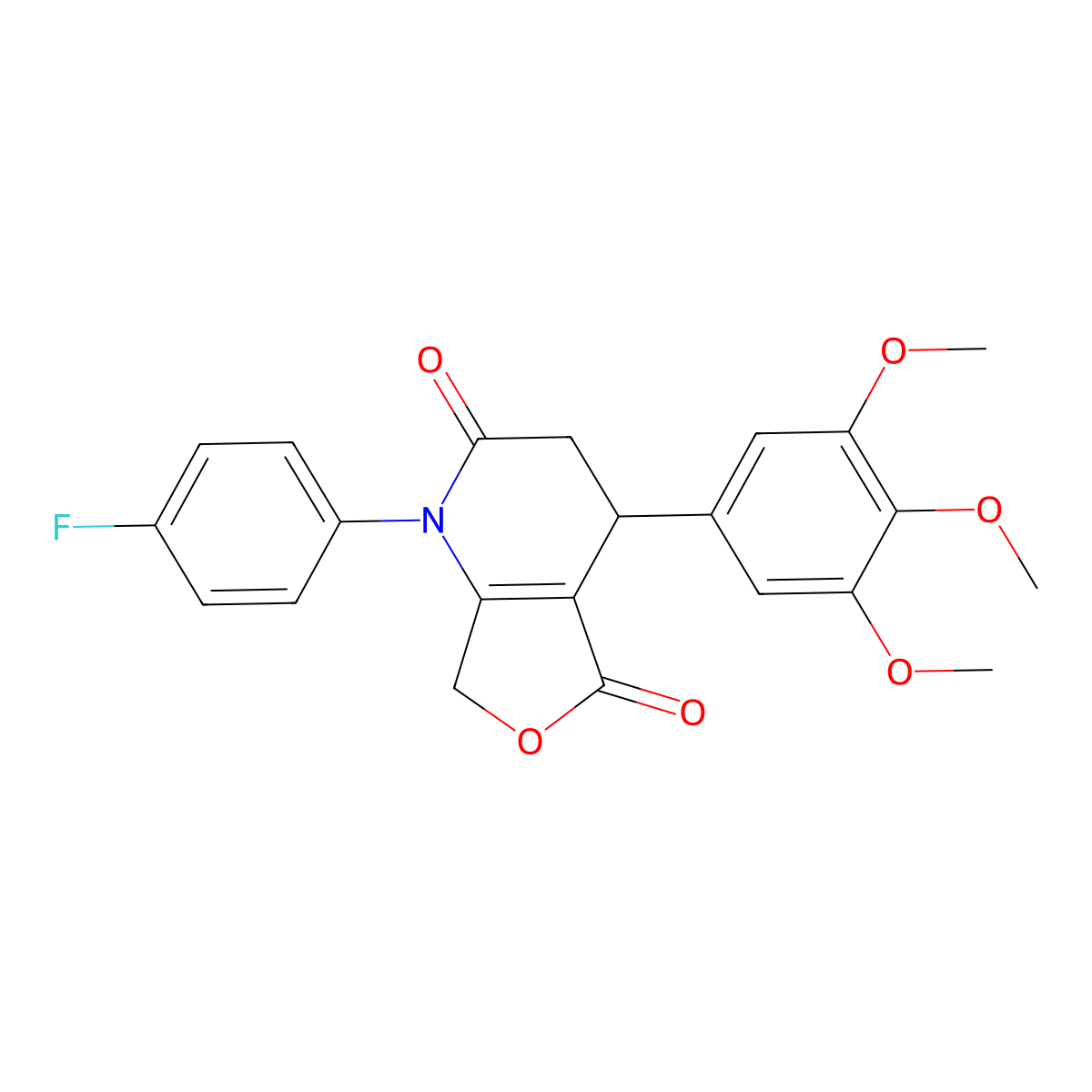 1-(4-fluorophenyl)-4-(3,4,5-trimethoxyphenyl)-4,7-dihydro-3H-furo[3,4-b]pyridine-2,5-dione molecular structure, CAS 697243-64-4