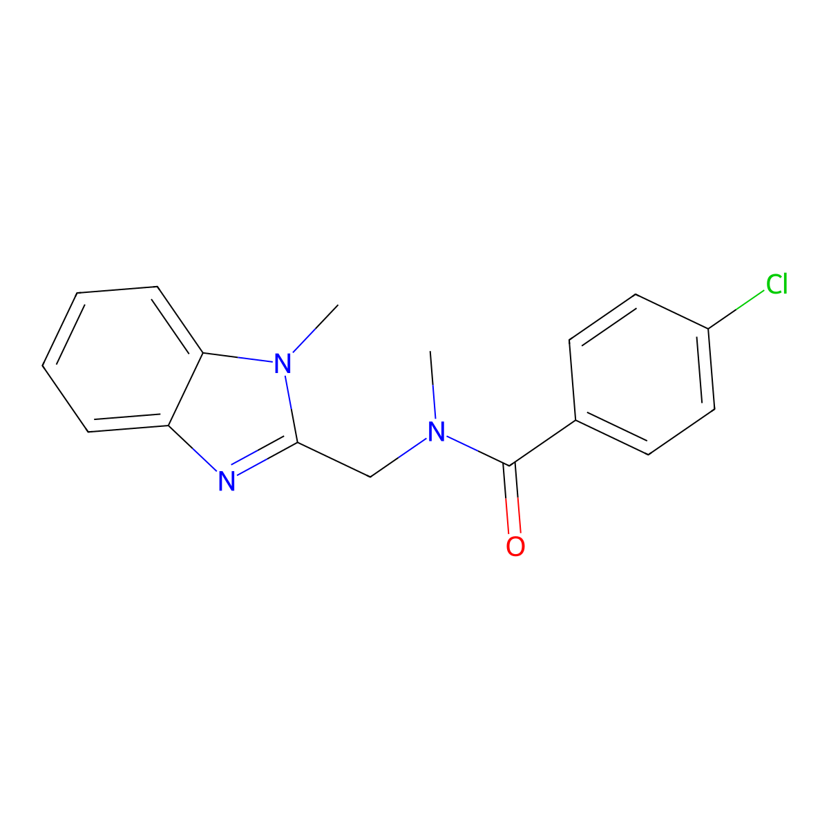 4-chloro-N-methyl-N-[(1-methylbenzimidazol-2-yl)methyl]benzamide molecular structure, CAS 697244-57-8