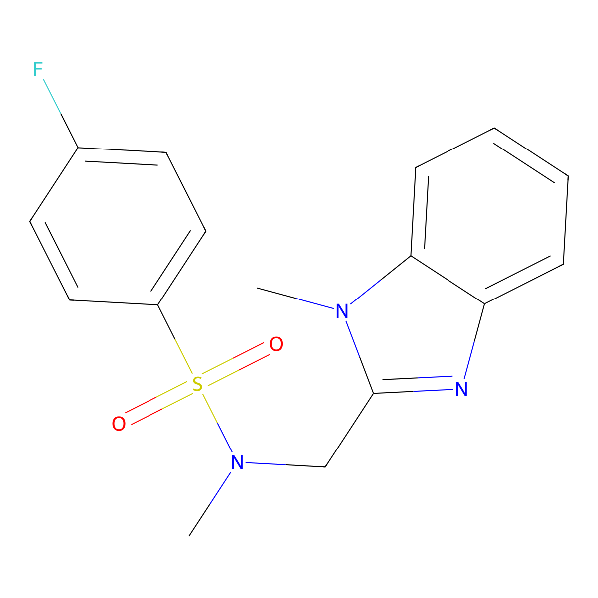 4-fluoro-N-methyl-N-[(1-methyl-1H-benzimidazol-2-yl)methyl]benzenesulfonamide molecular structure, CAS 697244-59-0