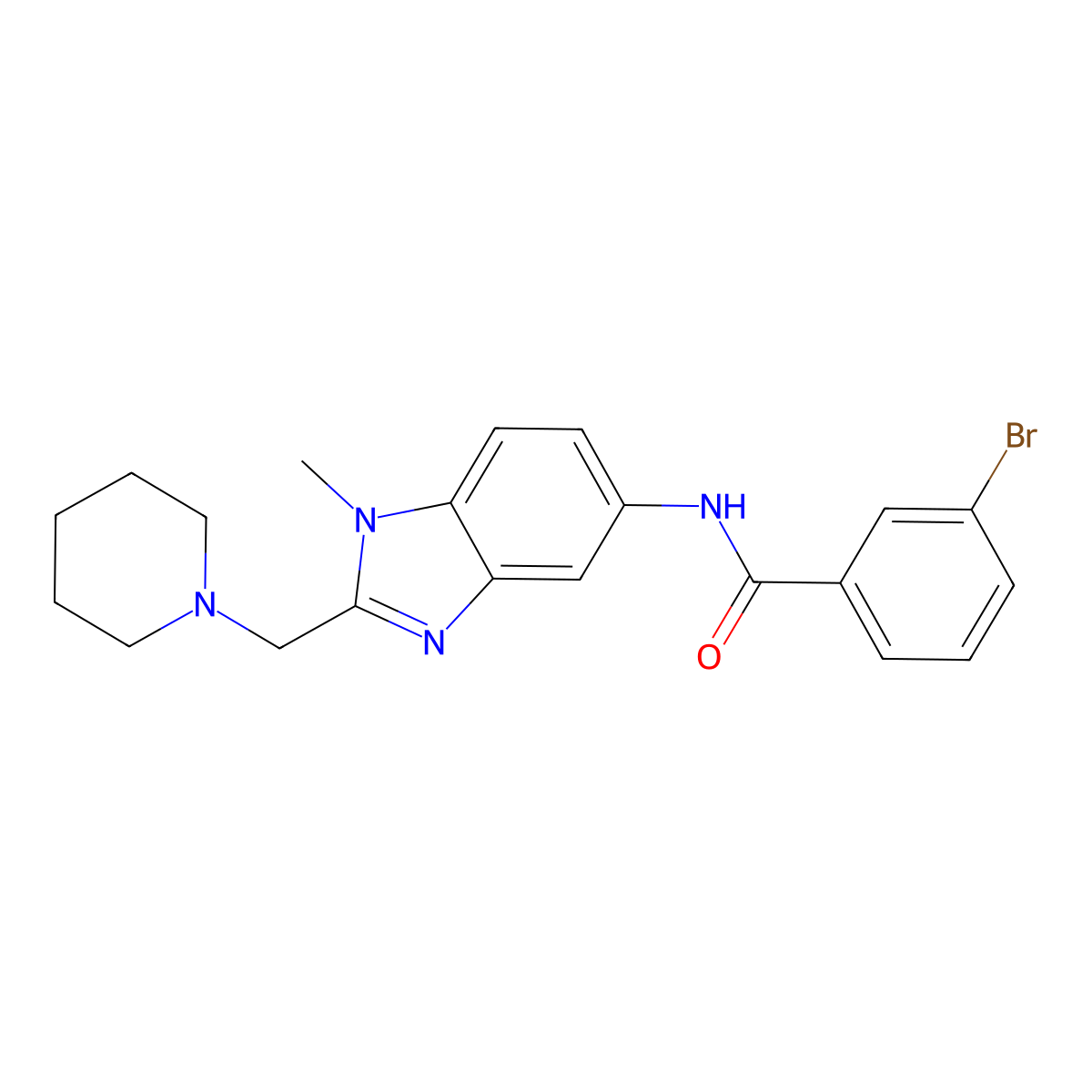 3-bromo-N-[1-methyl-2-(piperidin-1-ylmethyl)benzimidazol-5-yl]benzamide molecular structure, CAS 697244-60-3