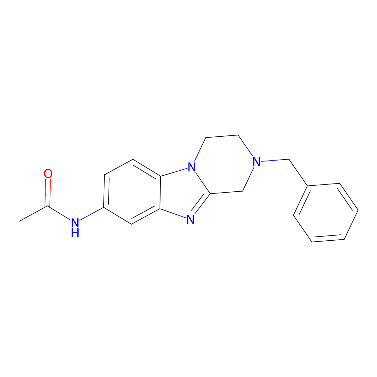 N-(2-benzyl-3,4-dihydro-1H-pyrazino[1,2-a]benzimidazol-8-yl)acetamide molecular structure, CAS 697244-66-9