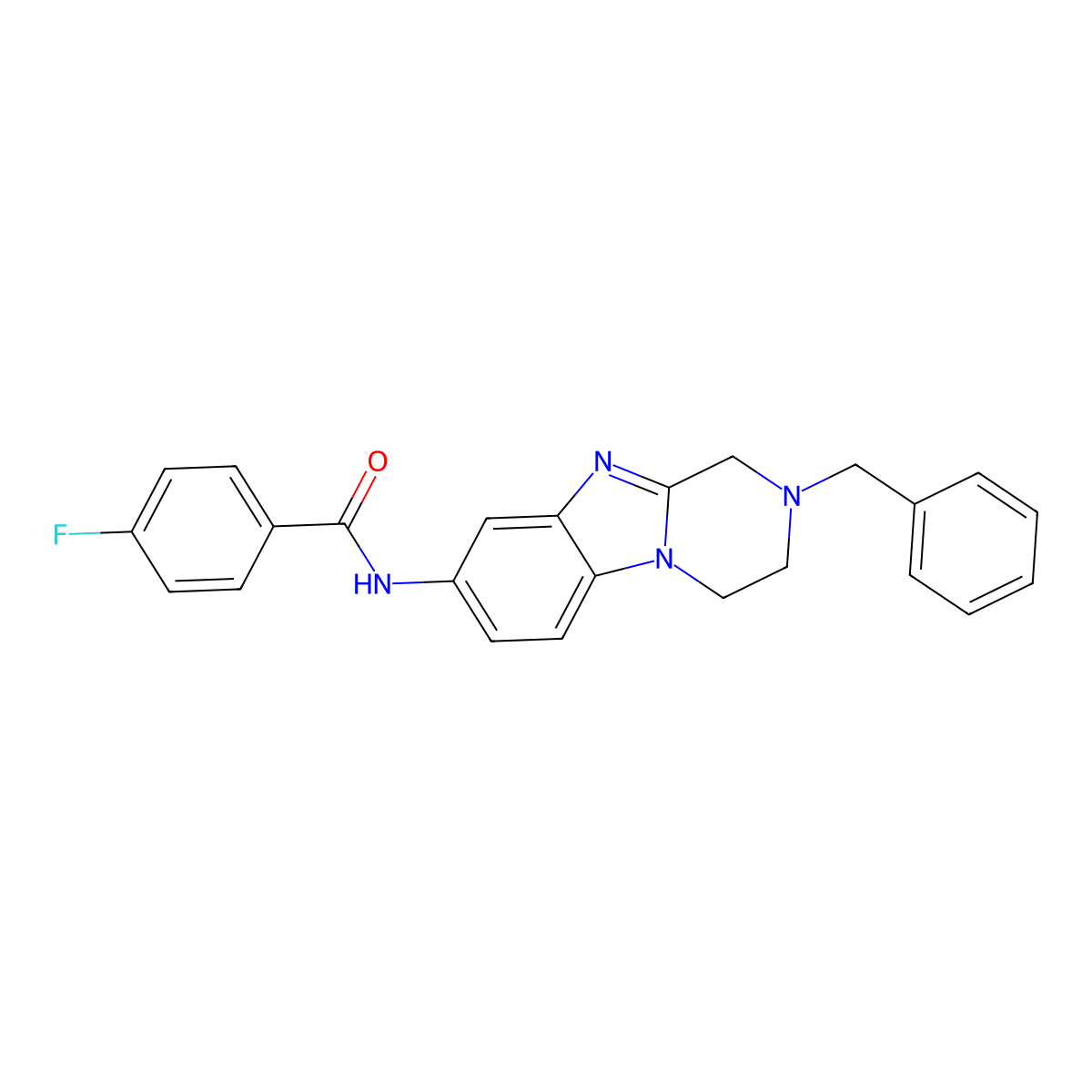 N-(2-benzyl-3,4-dihydro-1H-pyrazino[1,2-a]benzimidazol-8-yl)-4-fluorobenzamide molecular structure, CAS 697244-68-1