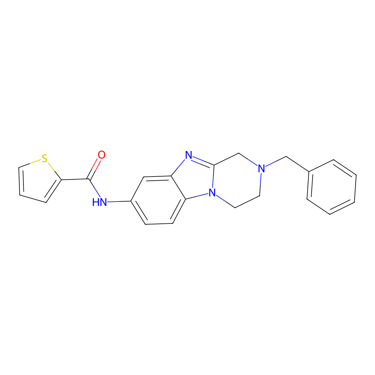 N-(2-benzyl-3,4-dihydro-1H-pyrazino[1,2-a]benzimidazol-8-yl)thiophene-2-carboxamide molecular structure, CAS 697244-69-2