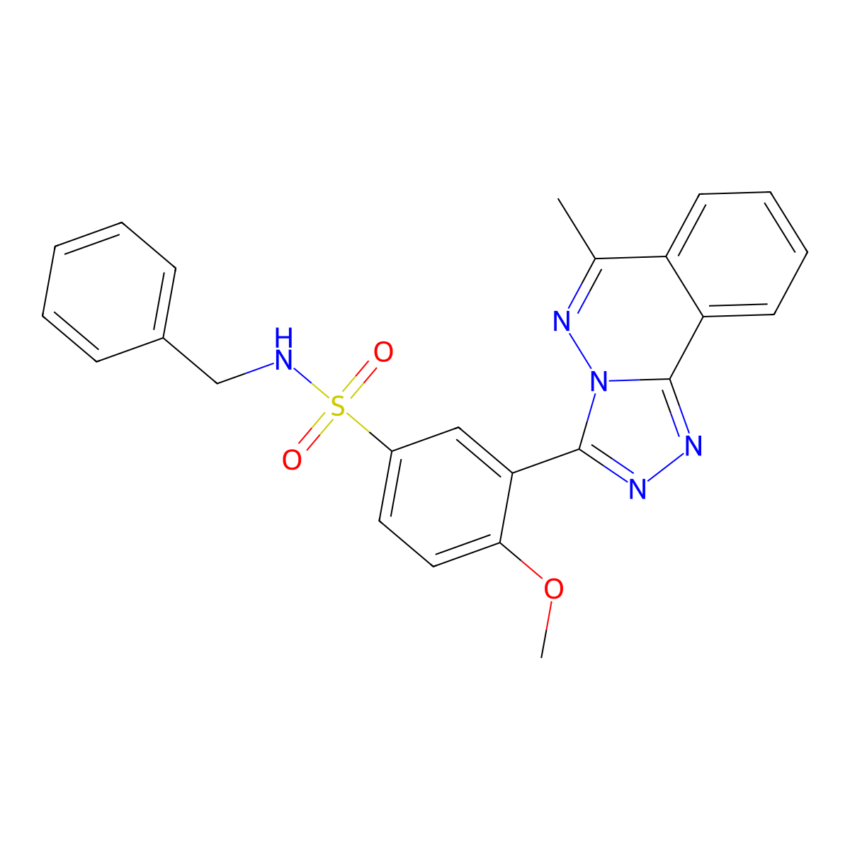 N-benzyl-4-methoxy-3-(6-methyl-[1,2,4]triazolo[3,4-a]phthalazin-3-yl)benzenesulfonamide molecular structure, CAS 697244-77-2