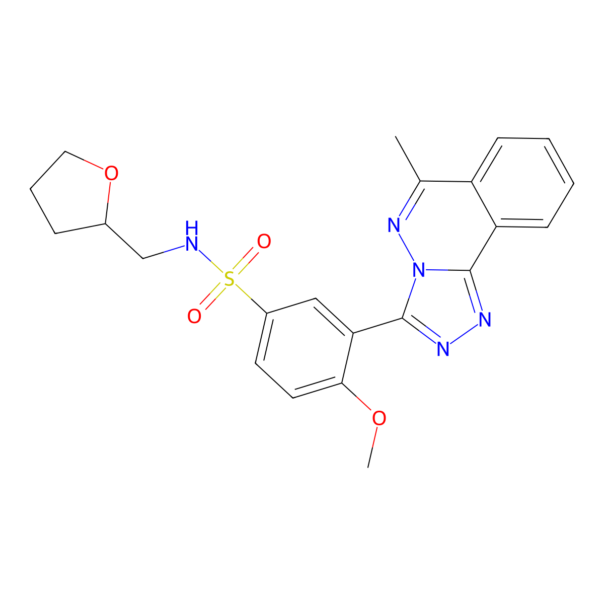 4-methoxy-3-(6-methyl-[1,2,4]triazolo[3,4-a]phthalazin-3-yl)-N-(oxolan-2-ylmethyl)benzenesulfonamide molecular structure, CAS 697244-78-3
