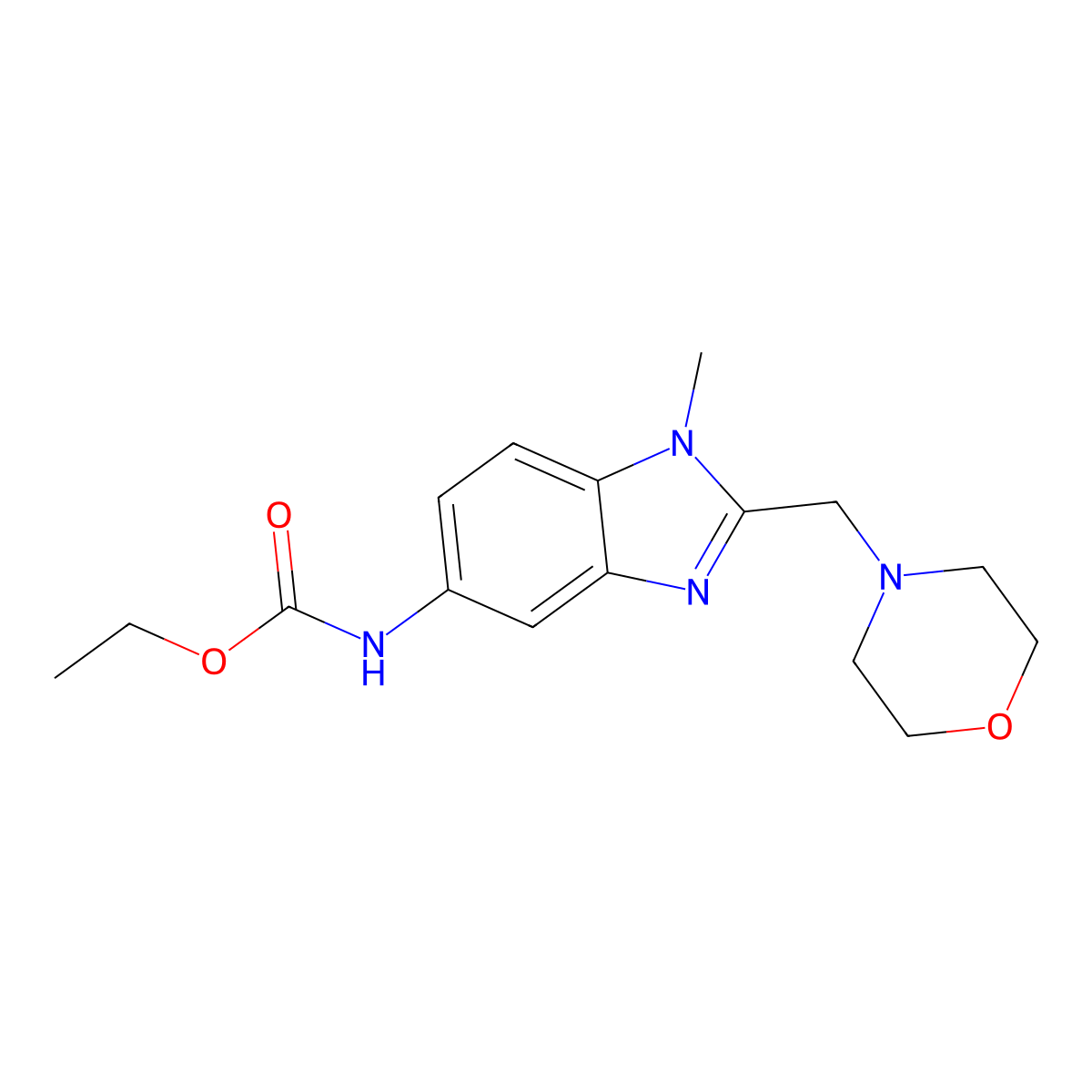 Carbamic acid, [1-methyl-2-(4-morpholinylmethyl)-1H-1,3-benzimidazol-5-yl]-, ethyl ester molecular structure, CAS 697244-99-8