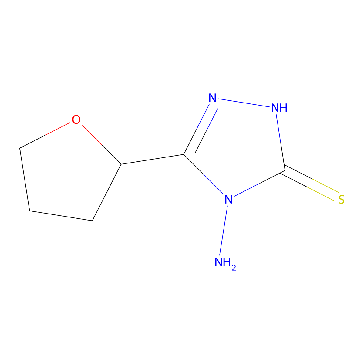 4-amino-5-(tetrahydrofuran-2-yl)-4H-1,2,4-triazole-3-thiol molecular structure, CAS 697245-67-3