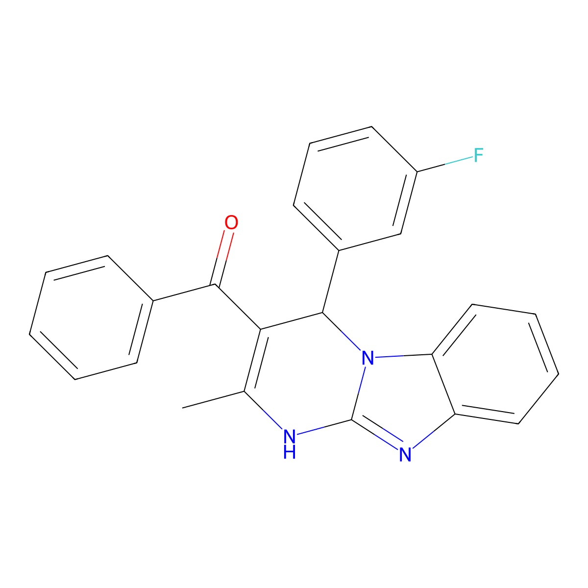 [4-(3-Fluorophenyl)-2-methyl-1,4-dihydropyrimido[1,2-a]benzimidazol-3-yl](phenyl)methanone molecular structure, CAS 697245-68-4