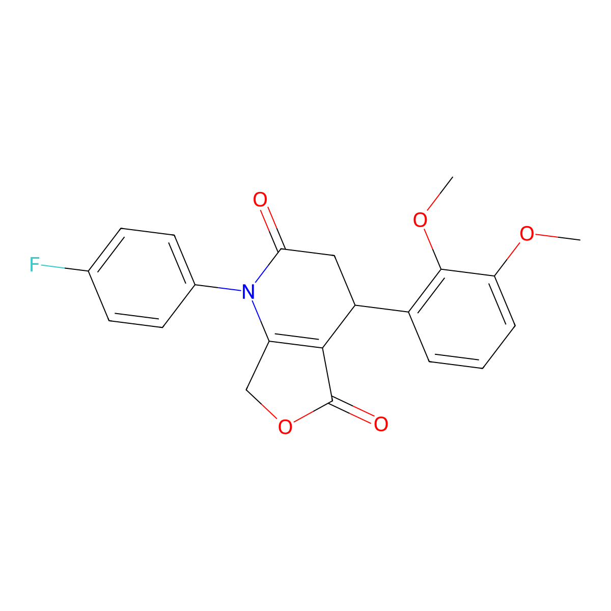 4-(2,3-dimethoxyphenyl)-1-(4-fluorophenyl)-4,7-dihydro-3H-furo[3,4-b]pyridine-2,5-dione molecular structure, CAS 697245-77-5