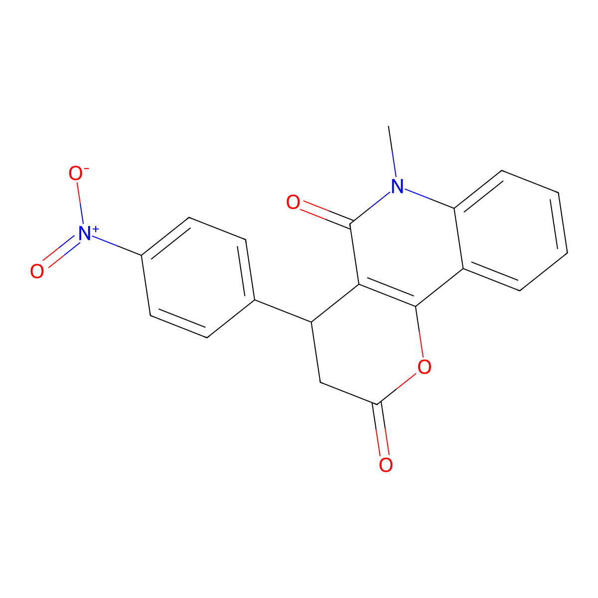 6-Methyl-4-(4-nitrophenyl)-3,4-dihydropyrano[3,2-c]quinoline-2,5-dione molecular structure, CAS 697245-90-2