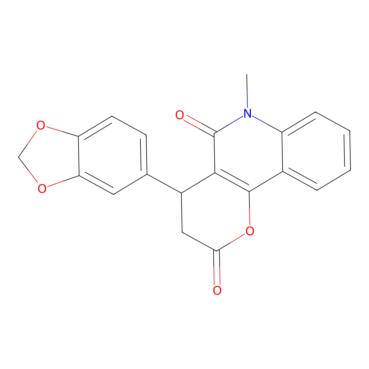 4-(1,3-Benzodioxol-5-yl)-6-methyl-3,4-dihydropyrano[3,2-c]quinoline-2,5-dione molecular structure, CAS 697245-93-5