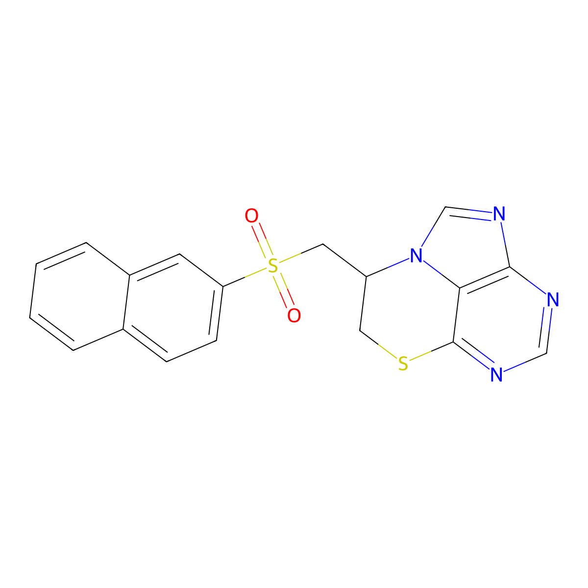 7,8-Dihydro[1,4]thiazino[4,3,2-gh]purin-7-ylmethyl 2-naphthyl sulfone molecular structure, CAS 697246-09-6