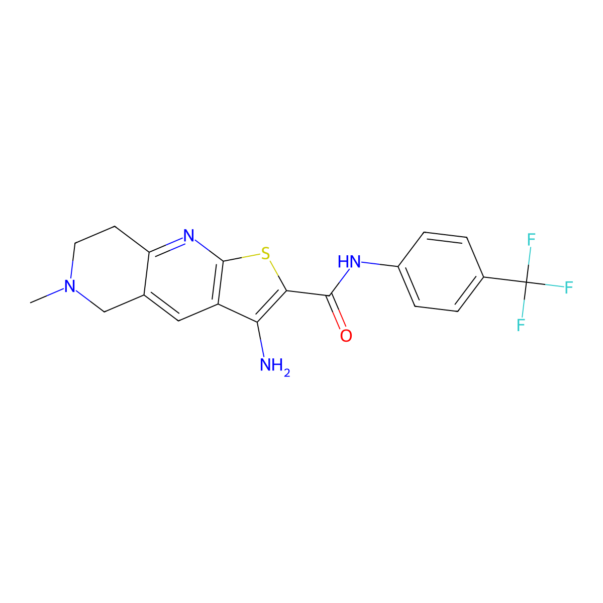 3-amino-6-methyl-N-[4-(trifluoromethyl)phenyl]-5,6,7,8-tetrahydrothieno[2,3-b][1,6]naphthyridine-2-carboxamide molecular structure, CAS 697246-10-9