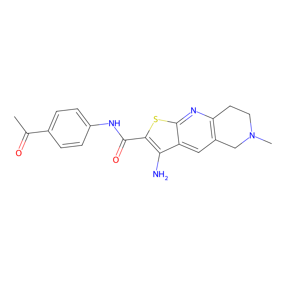 N-(4-acetylphenyl)-3-amino-6-methyl-5,6,7,8-tetrahydrothieno[2,3-b][1,6]naphthyridine-2-carboxamide molecular structure, CAS 697246-11-0