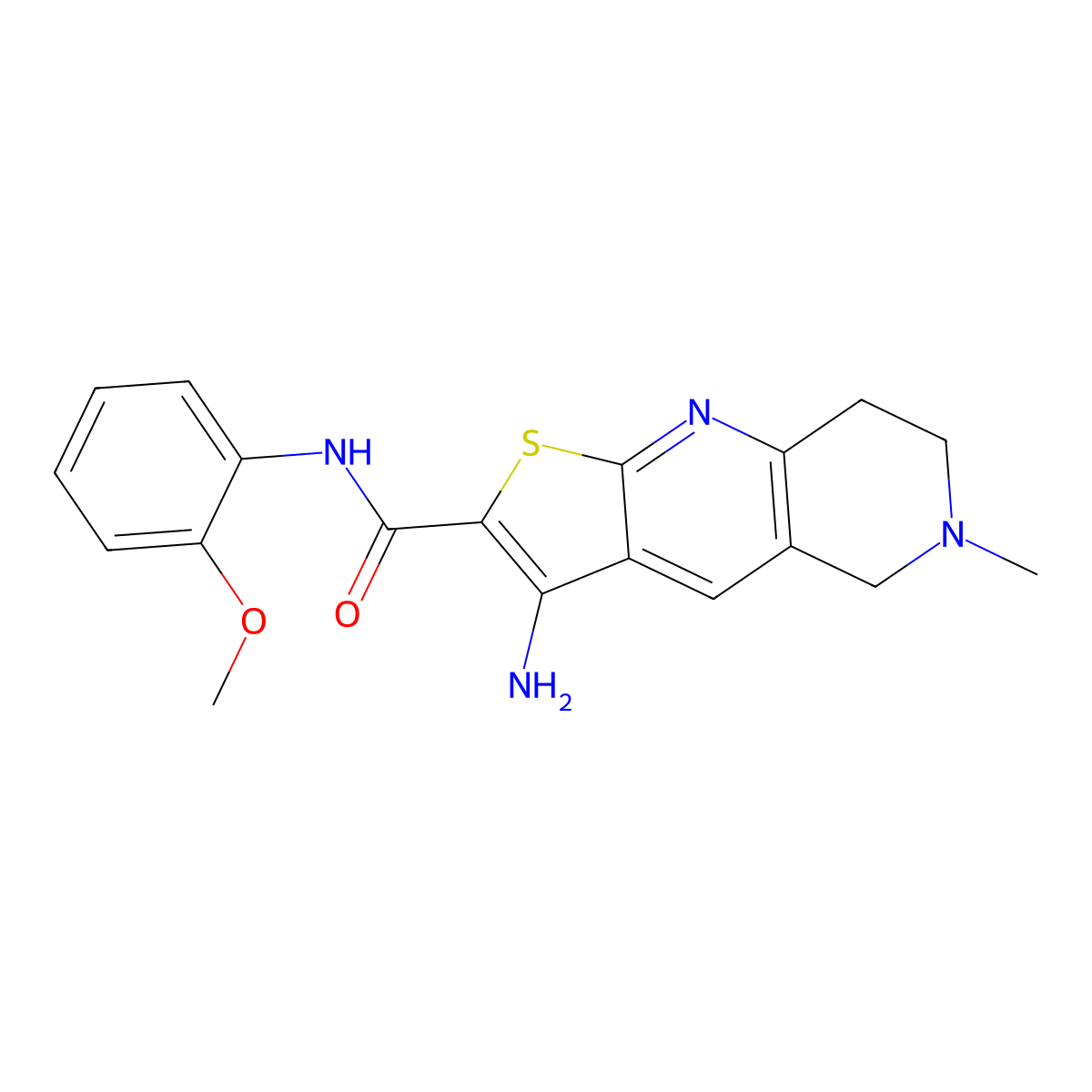 3-amino-N-(2-methoxyphenyl)-6-methyl-5,6,7,8-tetrahydrothieno[2,3-b][1,6]naphthyridine-2-carboxamide molecular structure, CAS 697246-12-1