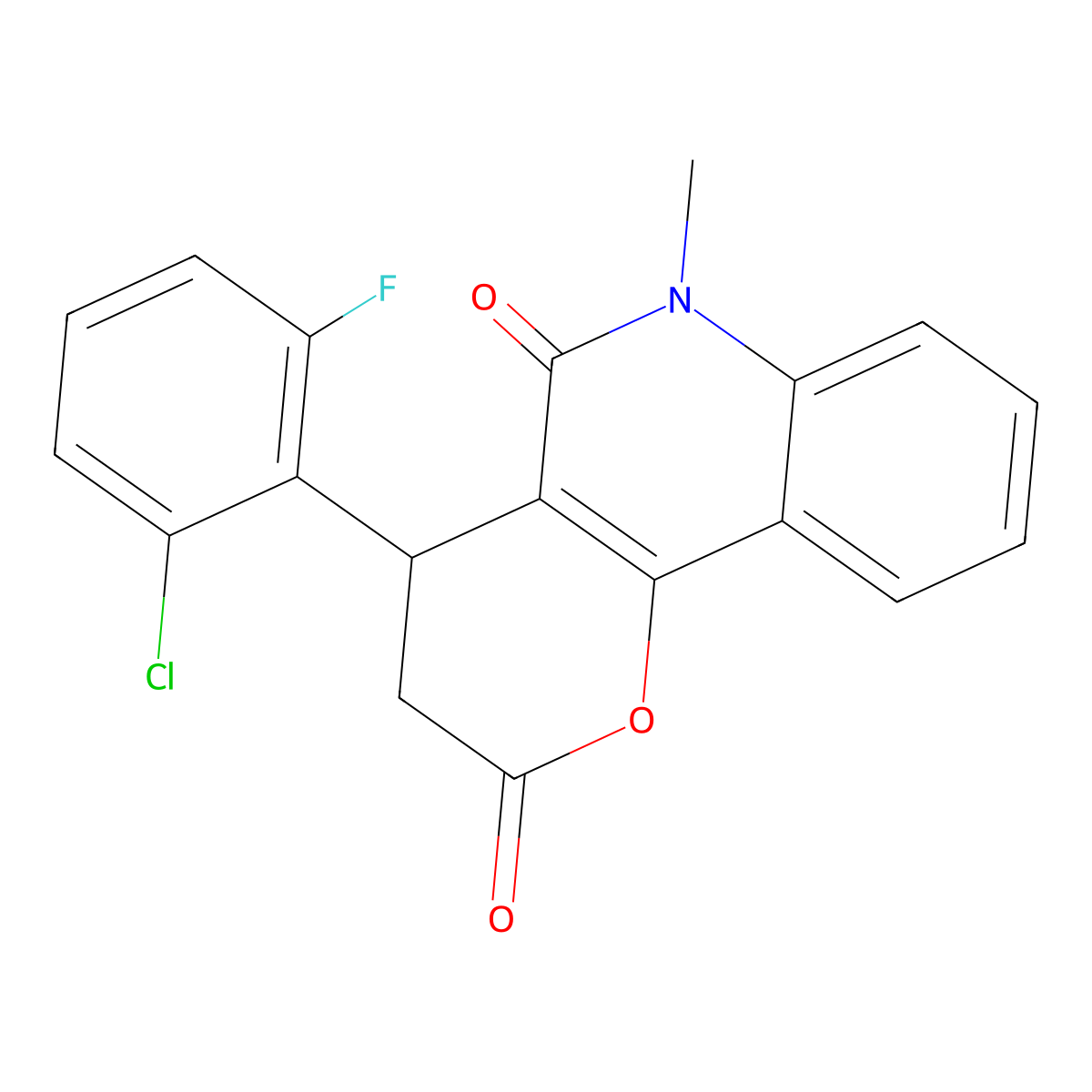 4-(2-Chloro-6-fluorophenyl)-6-methyl-3,4-dihydropyrano[3,2-c]quinoline-2,5-dione molecular structure, CAS 697247-20-4